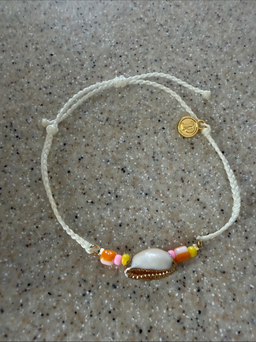 Pura Vida Cream Shell Bracelet with Pink, Orange & Yellow Beads